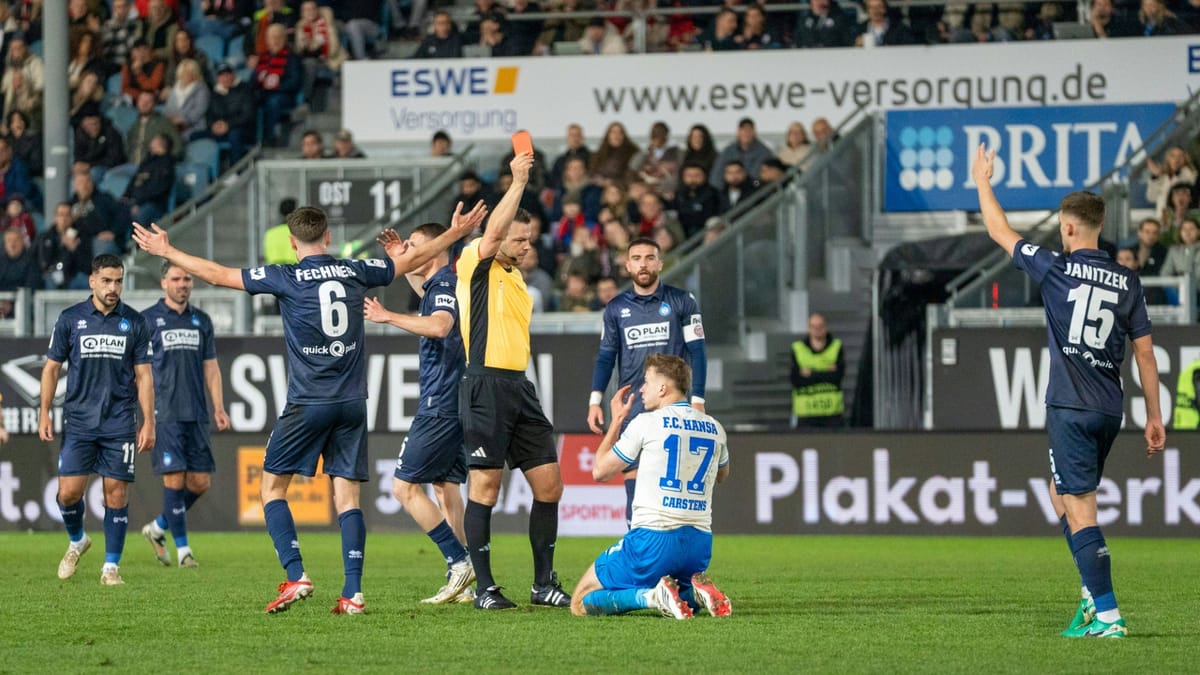 In Unterzahl: Rostock siegt in Wiesbaden