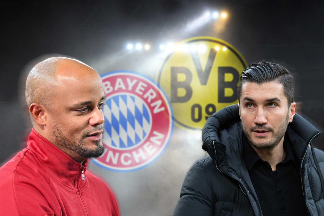 vorschau-borussia-dortmund-fc-bayern-1054325035 Vorschau Borussia Dortmund -FC Bayern Muenchen am 30.11.2024. FOTOMONTAGE:v.li:Trainer Vincent KOMPANY (Bayern Muenchen) und Nuri SAHIN (Trainer Borussia Dortmund) treffen aufeinander Fussball 1. Bundesliga Saison 2024 2025,12.Spieltag, *** Preview Borussia Dortmund FC Bayern Muenchen on 30 11 2024 PHOTOMONTAGE v li Coach Vincent KOMPANY Bayern Muenchen and Nuri SAHIN Coach Borussia Dortmund meet Football 1 Bundesliga Season 2024 2025,12 Matchday,