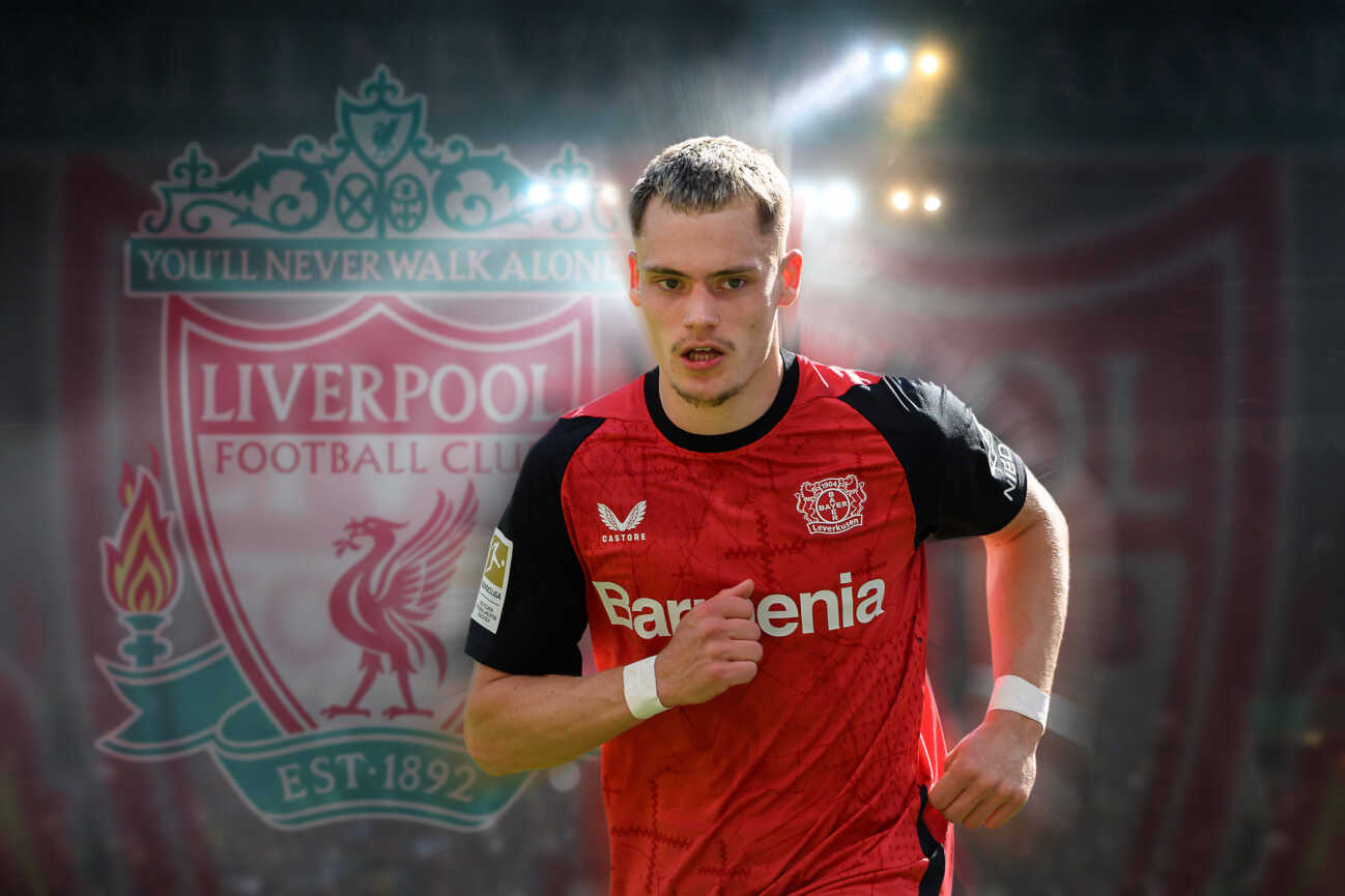 Florian WIRTZ (LEV) zieht es zum FC Liverpool in die englische Premier League FOTOMONTAGE: Florian WIRTZ LEV zieht es zum FC Liverpool in die englische Premier League. ARCHIVFOTO, *** PHOTO ASSEMBLY Florian WIRTZ LEV moves to Liverpool FC in the English Premier League ARCHIVE PHOTO,