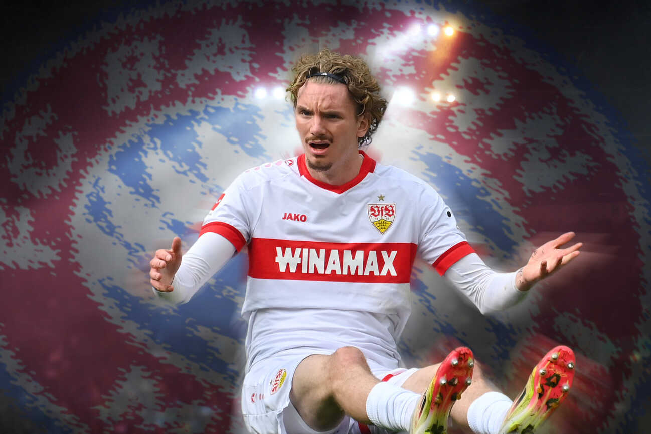 fotomontage-nach-medieninformationenfc-bayern-muenchen-1064321766 FOTOMONTAGE: Nach Medieninformationen:FC Bayern Muenchen zieht sich aus Woltemade-Poker zurueck. Nick WOLTEMADE (VFB Stuttgart),ARCHIVFOTO, *** PHOTOMONTAGE According to media information FC Bayern Muenchen withdraws from Woltemade Poker Nick WOLTEMADE VFB Stuttgart ,ARCHIVE PHOTO,