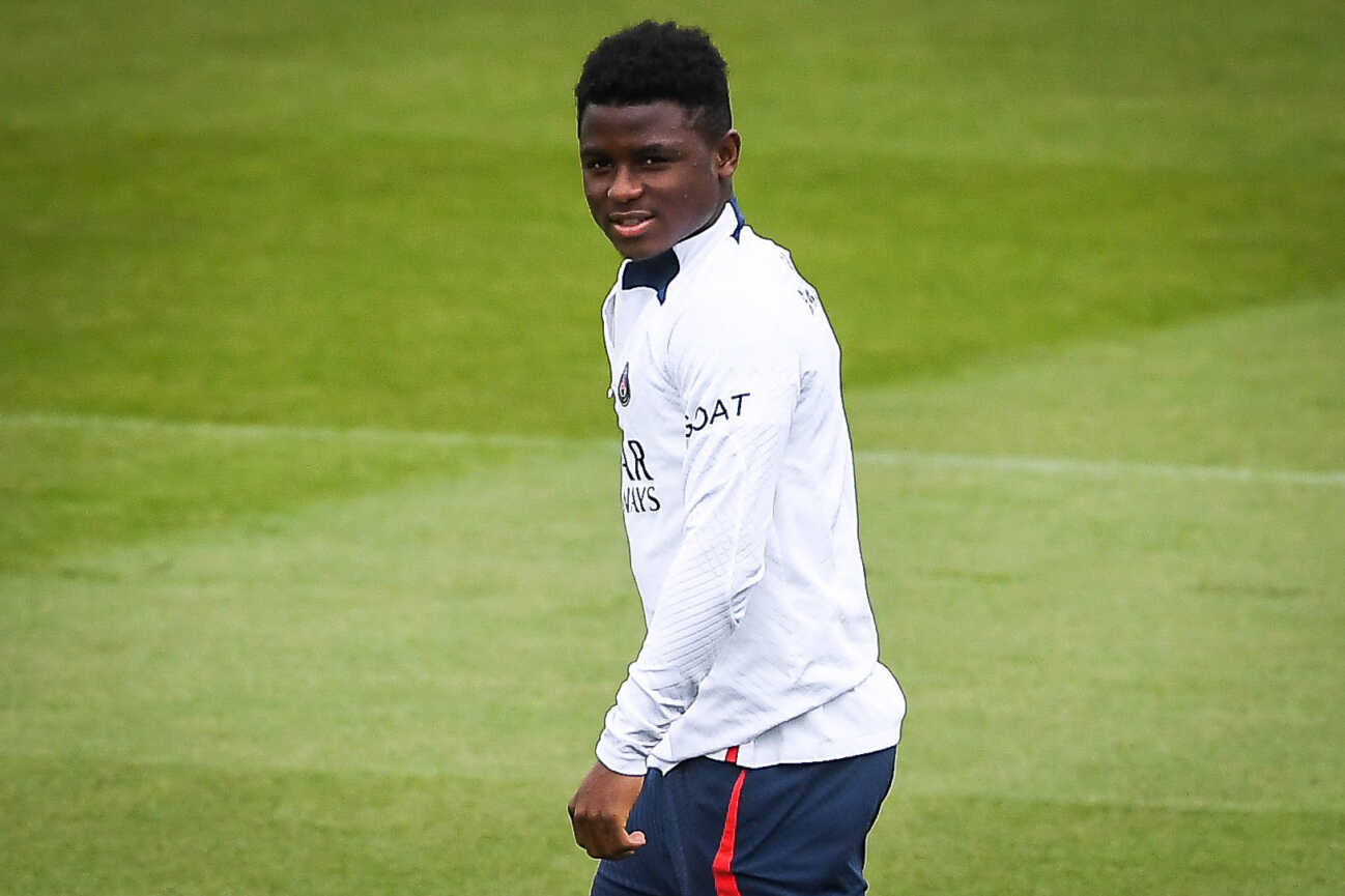 May 12, 2023, Saint-Germain-en-Laye, France, France: Serif NHAGA of PSG during a Paris Saint-Germain training session at Ooredoo Center on May 12, 2023 in Saint-Germain-en-Laye near Paris, France. Saint-Germain-en-Laye France - ZUMAm308 20230512_zsp_m308_003 Copyright: xMatthieuxMirvillex