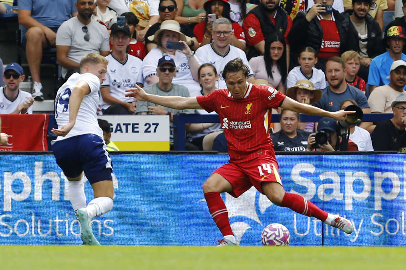 Preston North End v Liverpool, Preston, UK - 13 July 2025 Federico Chiesa of Liverpool FC during the preseason friendly match between Preston North End and Liverpool at Deepdale on 13 July 2025 in Preston, England (Photo by Steve Taylor PPAUK) Preston Deepdale Lancashire England Copyright: xStevexTaylor PPAUKx PPA-197397