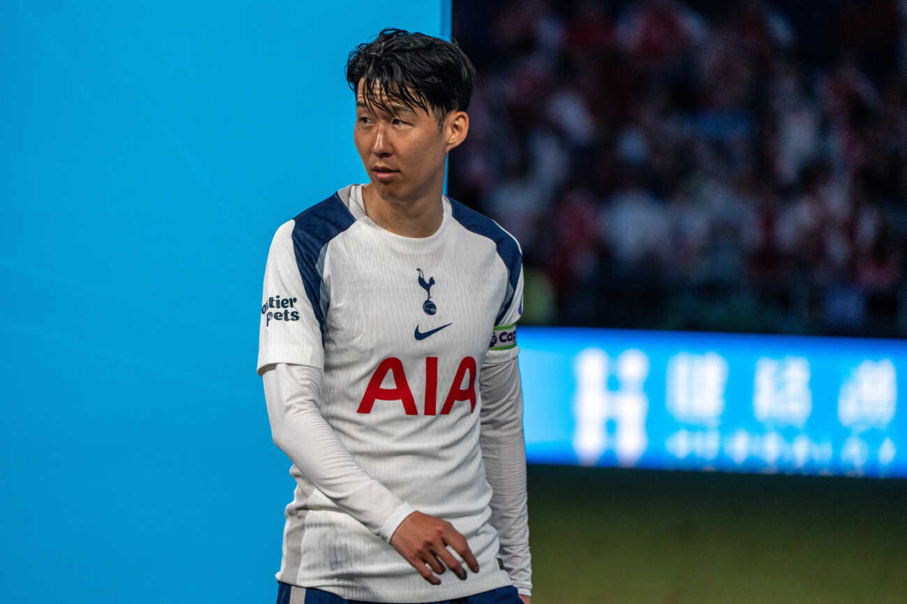 hong-kong-football-fest-1064617921 Hong Kong Football Fest - Arsenal VS Tottenham Hotspur Son Heung-min of Tottenham after a Club Friendlies match between Arsenal FC and Tottenham Hotspur FC at the Hong Kong Football Fest in Kai Tak Stadium on July 31, 2025 in Hong Kong. (Photo by Vernon Yuen Nexpher Images)
