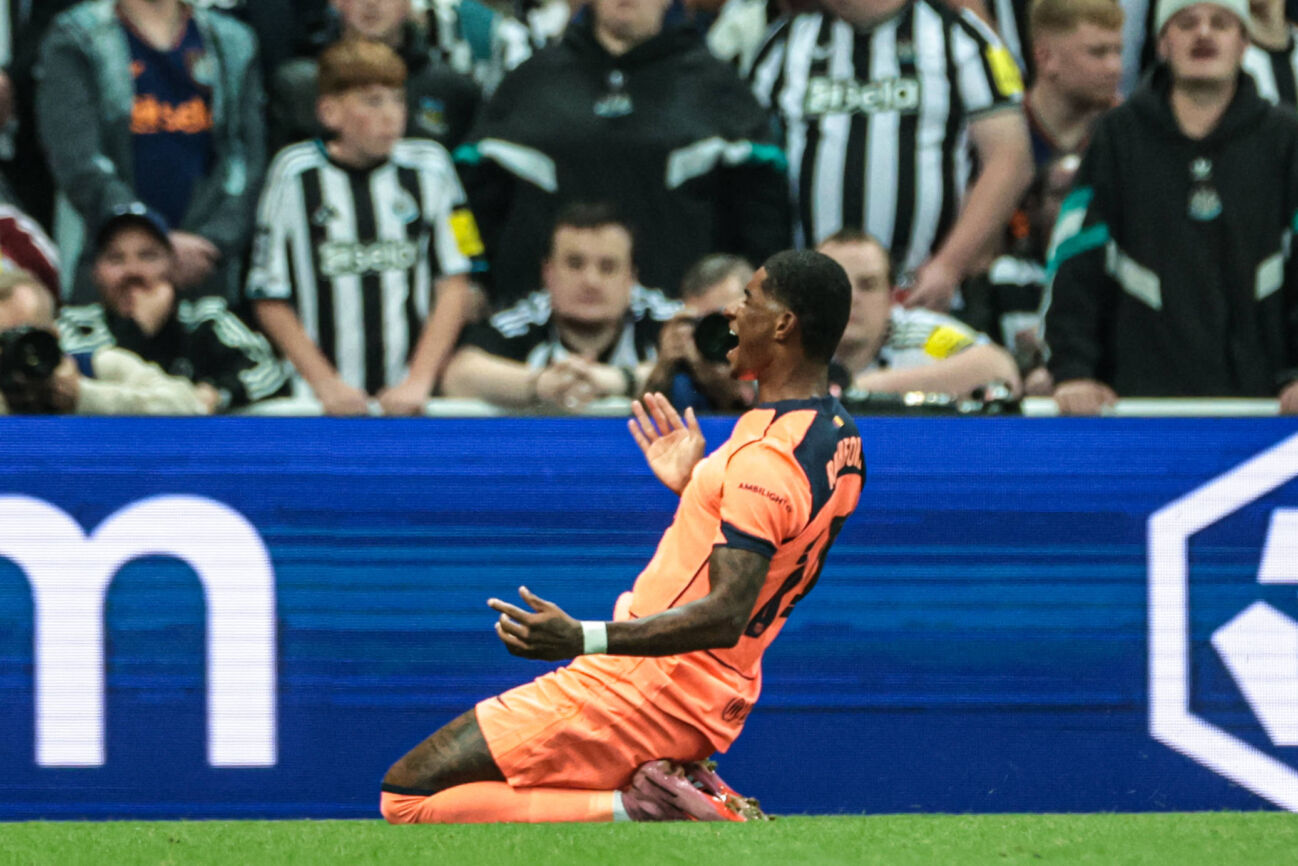 UEFA Champions League 2025 26 Phase MD1 Newcastle United vs Barcelona Marcus Rashford of Barcelona celebrates goal to make it 1-0 during the UEFA Champions League 2025 26 Phase MD1 Newcastle United vs Barcelona at St James s Park, Newcastle, United Kingdom, 18th September 2025 (Photo by Mark Cosgrove News Images) Newcastle St. James s Park Tyne and Wear United Kingdom Copyright: xMarkxCosgrove NewsxImagesx
