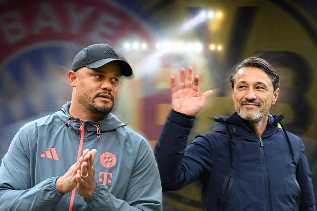 ACHTUNG FOTOMONTAGE: Vorschau FC Bayern Muenchen - Borussia Dortmund. Trainer Vincent KOMPANY Bayern Muenchen trifft auf Niko KOVAC Trainer Borussia Dortmund. Fussball 1. Bundesliga Saison 2025/2026, 7.Spieltag, Spieltag07 FC Bayern Muenchen - Borssia Dortmund am 18.10.2025 , A L L I A N Z A R E N A. *** ATTENTION PHOTO MONDAYS Preview FC Bayern Muenchen Borussia Dortmund Coach Vincent KOMPANY Bayern Muenchen meets Niko KOVAC Coach Borussia Dortmund Football 1 Bundesliga Season 2025 2026, Matchday 7, Matchday07 FC Bayern Muenchen Borssia Dortmund on 18 10 2025 , A L L I A N Z A R E N A